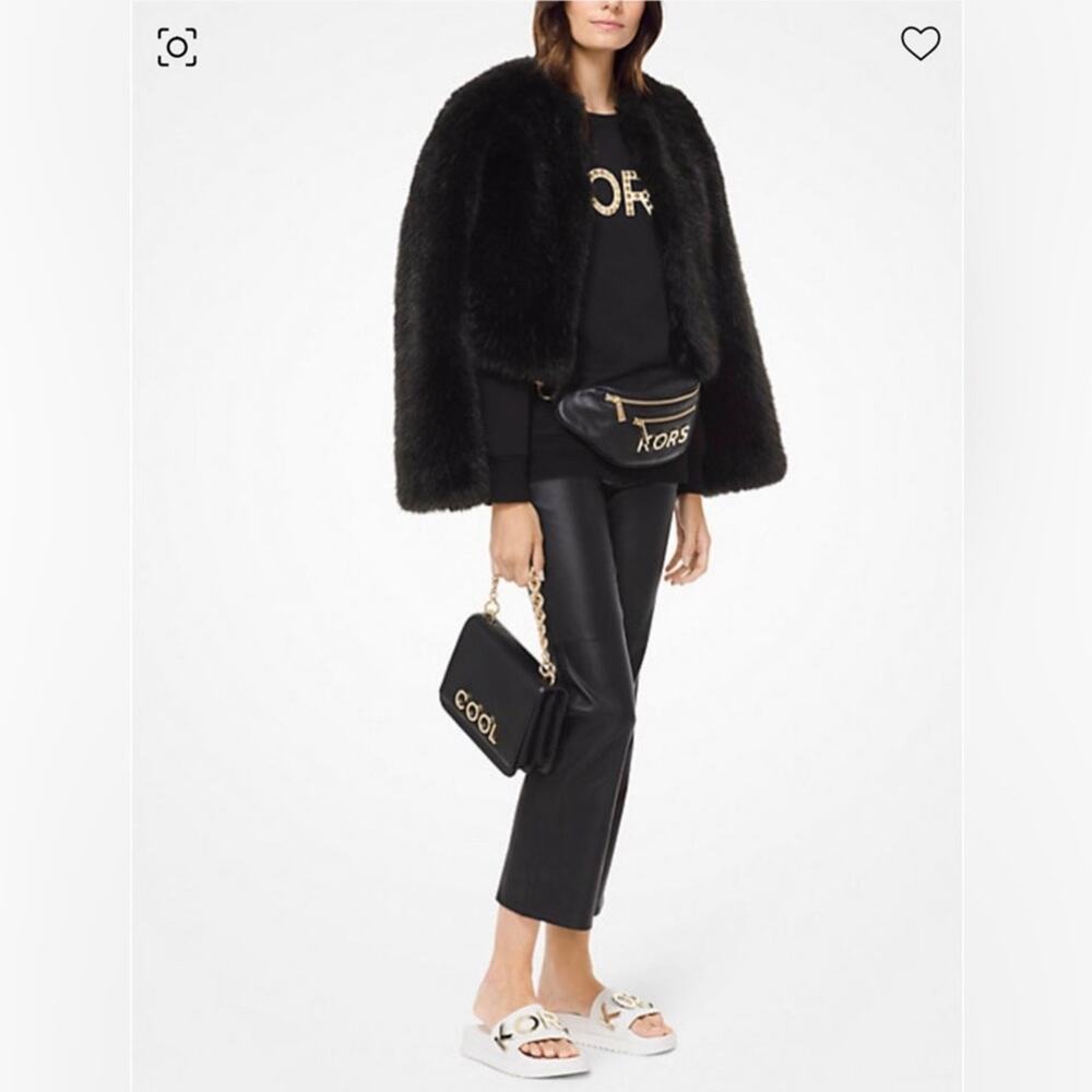 NWT - Michael Kors - Faux Fur Open Front Cropped Jacket Size XL